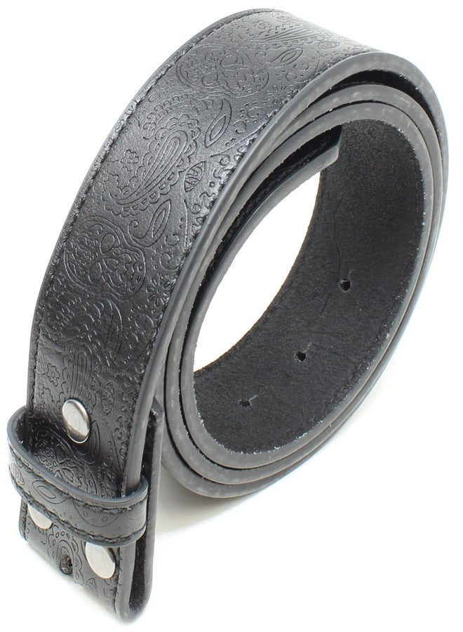 BC Belts Leather Belt Strap with Western Skull and Paisley Embossed Pattern 1.5" Wide with Snaps (Black-M) - Image 3